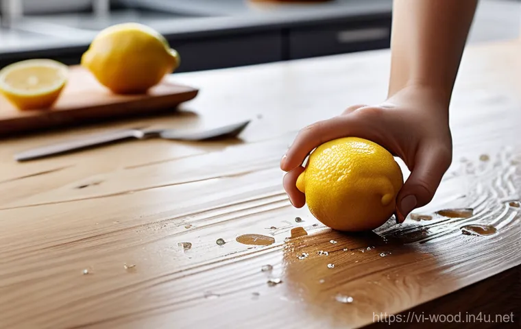 목재 변색 원인과 해결책 - **Prompt:** A cozy indoor scene bathed in warm, soft morning light filtering through a window. An ad...