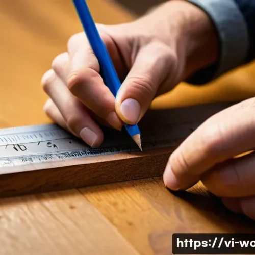 Home 33 도브테일 조인트 만들기 - A detailed close-up image of a skilled craftsman measuring and marking precise dovetail joints on hi...