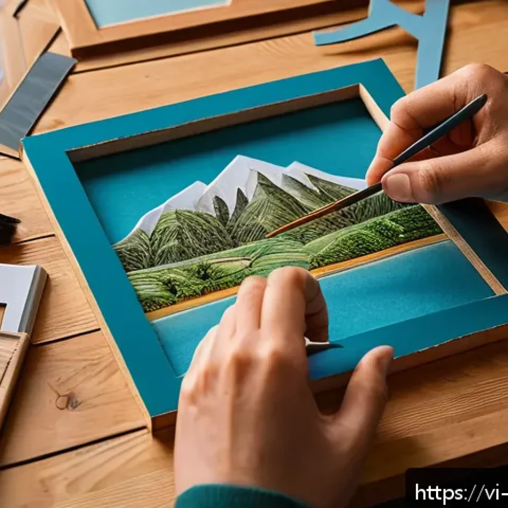 목재 DIY 키트 추천 - A cozy indoor workshop scene featuring a beginner’s wooden DIY photo frame kit made from MDF wood, w...